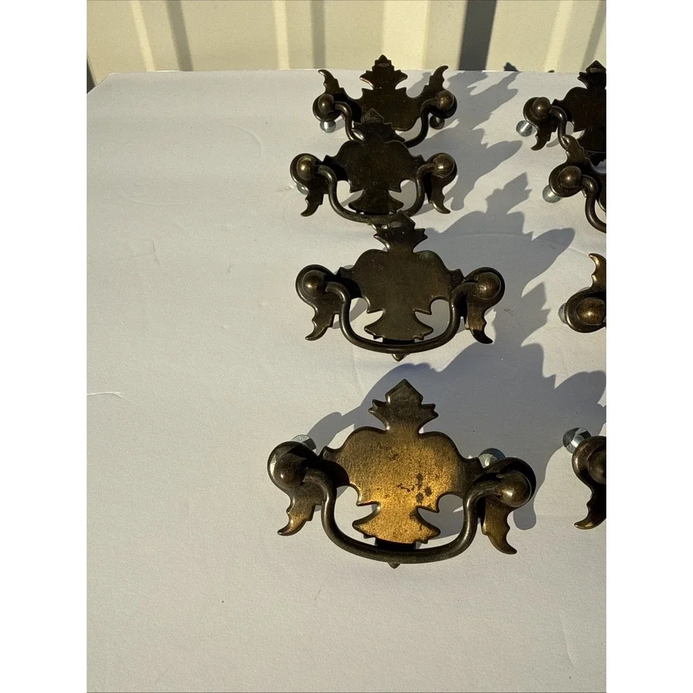 16 Vintage Batwing Drawer Pulls Antique Brass Chippendale Style Furniture Hardwa